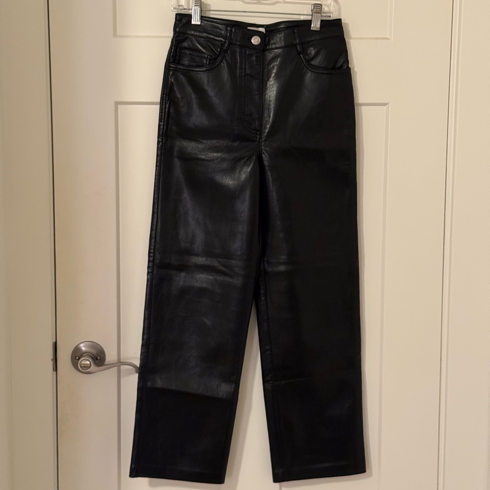 Aritzia Wilfred Melina Cropped Vegan Leather Pant in Black